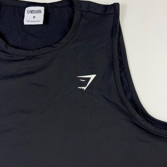 Gymshark Womens Training Crop Tank Top Black Crew Neck Mesh Back Stretch M New - Picture 9 of 10